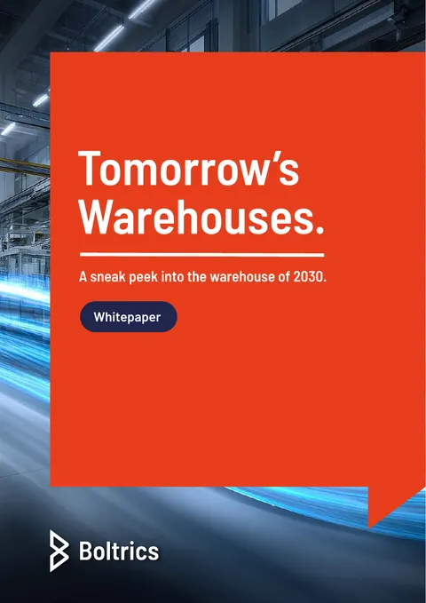Voorkant van de whitepaper Tomorrow’s Warehouses van Boltrics